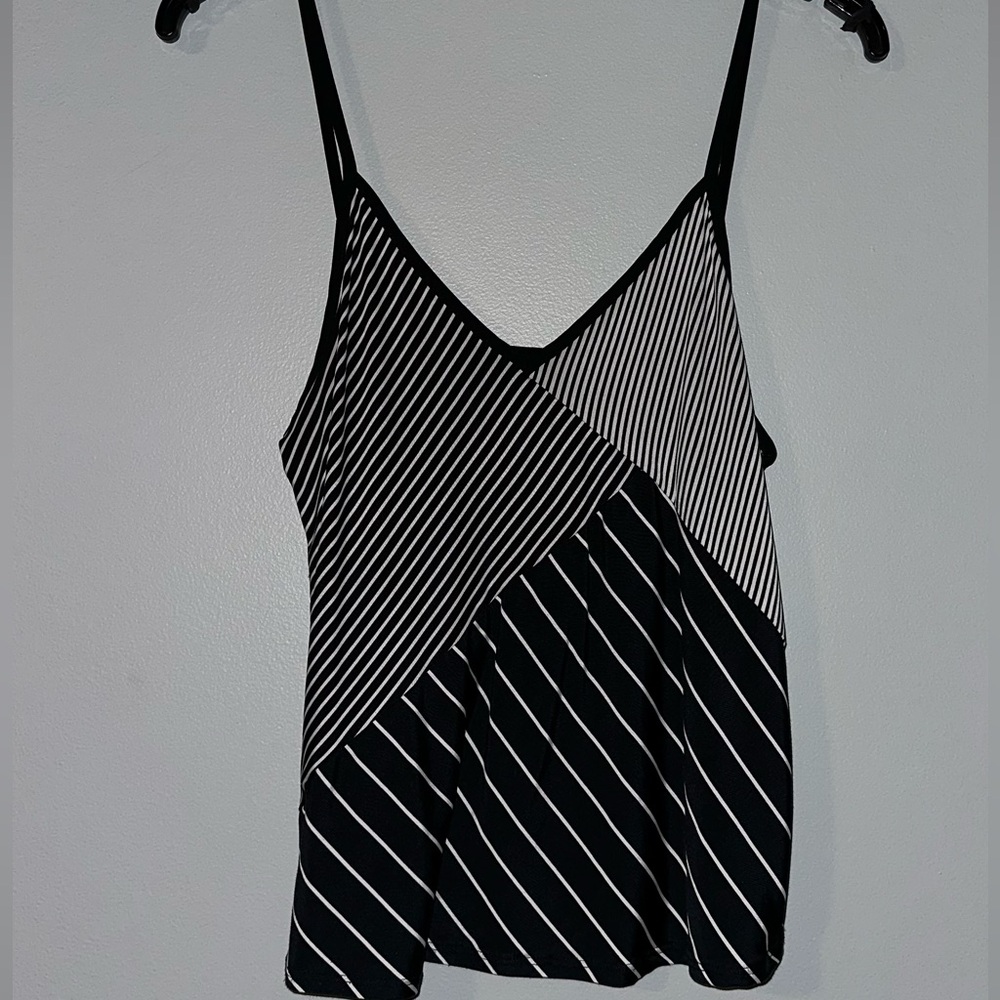 Topshop Black and White Striped Camisole